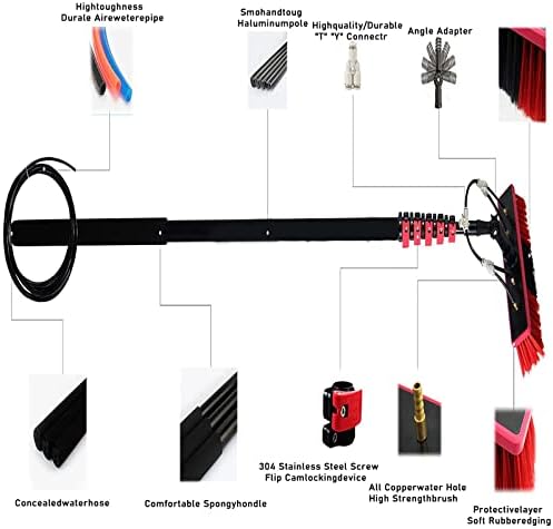 Glass Cleaning Brush Home Water Fed Telescopic Pole Kit Solar Panel Brush Rotating for Photovoltaic PanelSolar Panel Cleaning Brush Window Cleaning 3-12M Water Fed Telesbrush Cleaning Ph