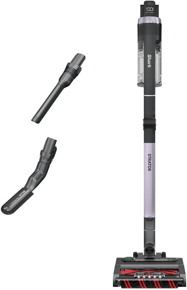 Shark Stratos Cordless Vacuum with Clean Sense IQ and Odor Neutralizer MultiFlex Wand Includes Crevice Tool &amp Anti-Allergen Brush Up To 60 Minute Runtime Ash Purple IZ862H