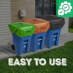 Trash Can Smell Eliminator Cover Odor Eliminating Bag with Optional Straps Lemon Scented Durable Chemical Free 32 Gallon 2 Pack