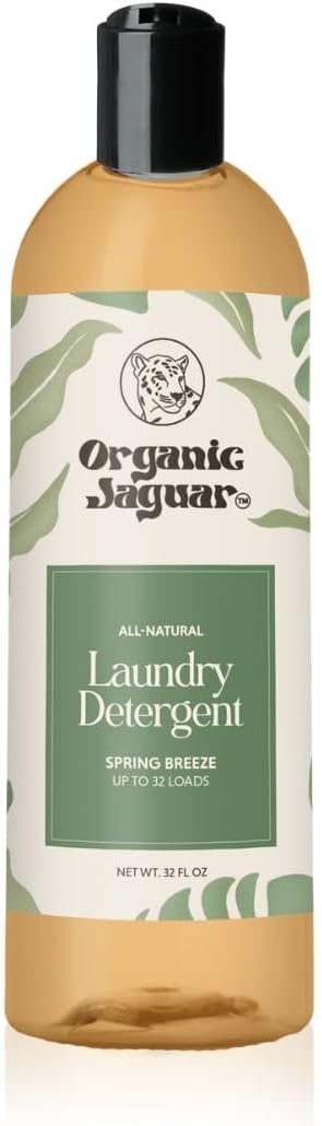 Organic Jaguar Laundry Detergent Spring Breeze 32oz 100% Natural Formula with Essential Oils Gentle &amp Effective Formula Without Harsh Ingredients Paraben &amp Sulfate Free Natural Scent