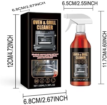 Oven and Grill Cleaner Spray Degreaser for BBQ Grates and Racks Cuts Through Grease Minimizes Scrubbing Freshens Surfaces (3pcs)
