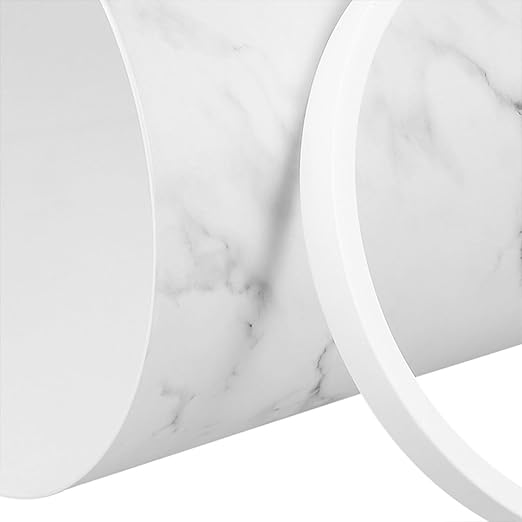 SUPVOX Marble Pattern Large Capacity Wastebasket with Press Ring Plastic Recycle Garbage Bin for Bathroom Kitchen Office White Marble Texture Trash Can