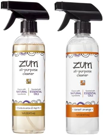 Zum by Indigo Wild All-Purpose Cleaner Combo (Pack of 2) - Natural Multipurpose Cleaners with Essential Oils Baking Soda &amp More - Frankincense &amp Myrrh &amp Sweet Orange 16 fl oz Each