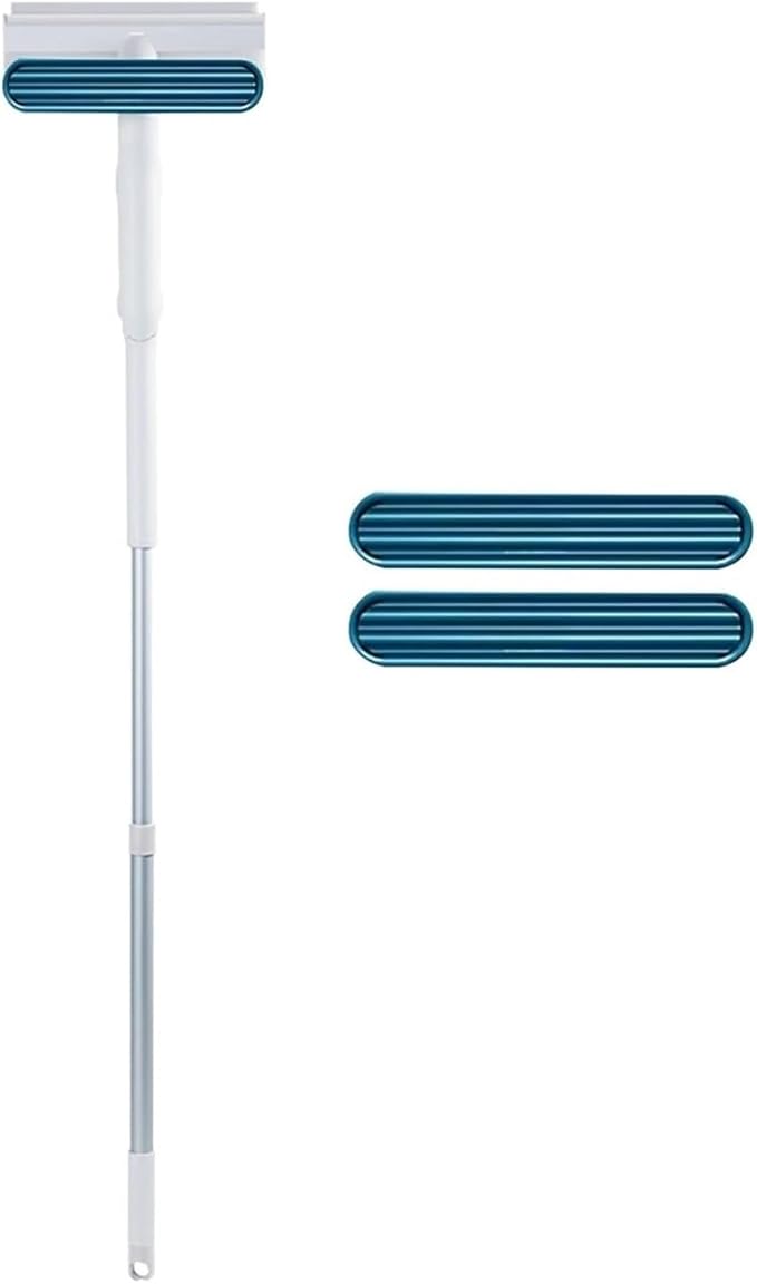 2 in 1 Window Mesh Screen Brush Cleaner Broom Wiper Telescopic Long Handle Mop Squeegee Cleaning Tool