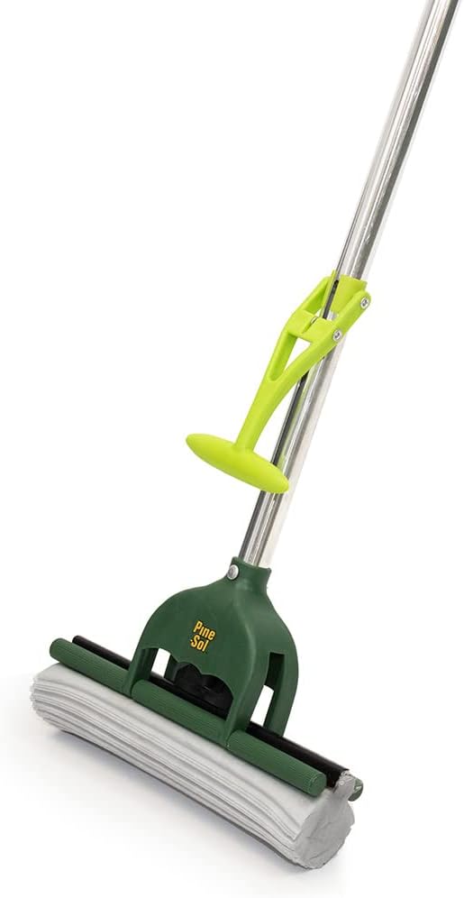 Pine-Sol PVA Sponge Roller Mop – Self Wringing Easy Squeeze for Wet Mopping | Telescoping Household Cleaning Tool for Tile Laminate Vinyl Floors | Extendable Metal Handle