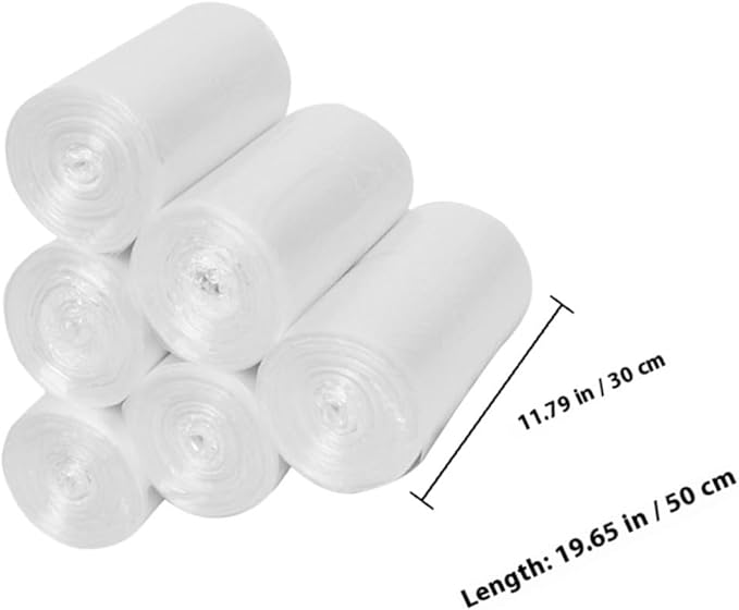 6 Rolls Thickened Small Trash Bags Disposable Plastic Garbage Can Liners for Bathroom and Bedroom Wastebaskets 45×50cm 30 Bags Per Roll