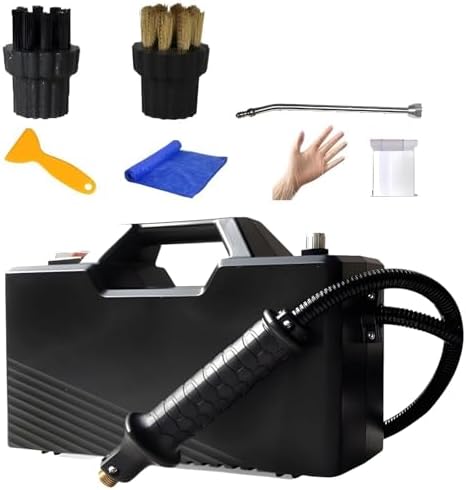 High Pressure Steam Cleaner 3800W - Portable Handheld Steamer 6000ML with 2 Brushes &amp Extension Elbow for Deep Cleaning Stain Removal &amp Sanitizing (Black)