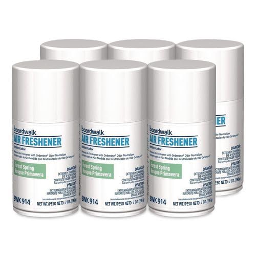 Boardwalk 7oz Metered Air Freshener Refill 6-Pack Forest Spring Scent Aerosol Spray Fits Most Dispensers Odor Eliminator Made in the USA