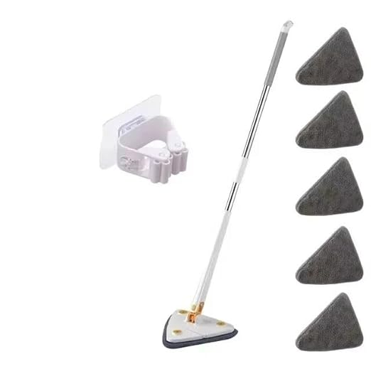 1 x 360° Rotating Telescopic Triangular Mop for Wet and Dry Cleaning with Water Absorption for Home Floors and Ceiling(Mop-200cm)