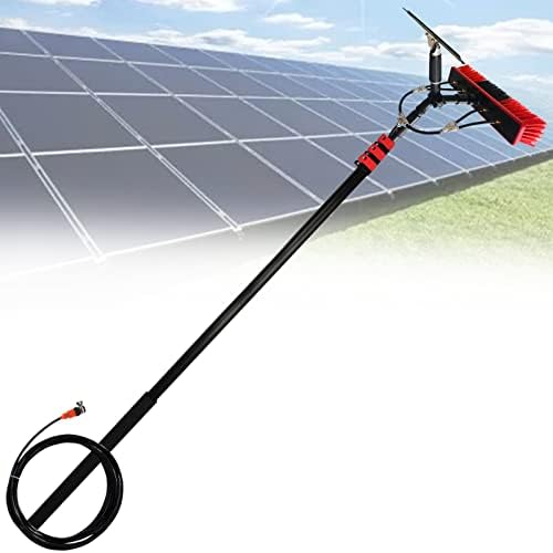 Glass Cleaning Brush Home Water Fed Telescopic Pole Kit Solar Panel Brush Rotating for Photovoltaic PanelSolar Panel Cleaning Kit 18FT Telescopic Window Cleaning Pole with Water Fed Brush P