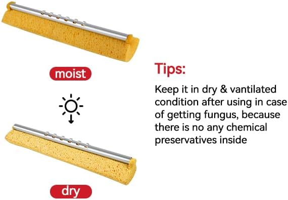 4 Pack of Replaceable Compressed Cellulose Sponge Mop HeadsSize:12.8 Inch(only 4 mop Heads not Include Handle)