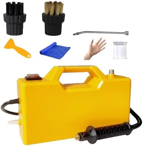 High Pressure Steam Cleaner 3800W Portable Handheld Steamer 6000ML Self-Priming Steam Cleaning Machine with 2 Brushes &amp Extension Elbow - Powerful Black Cleaning Tool