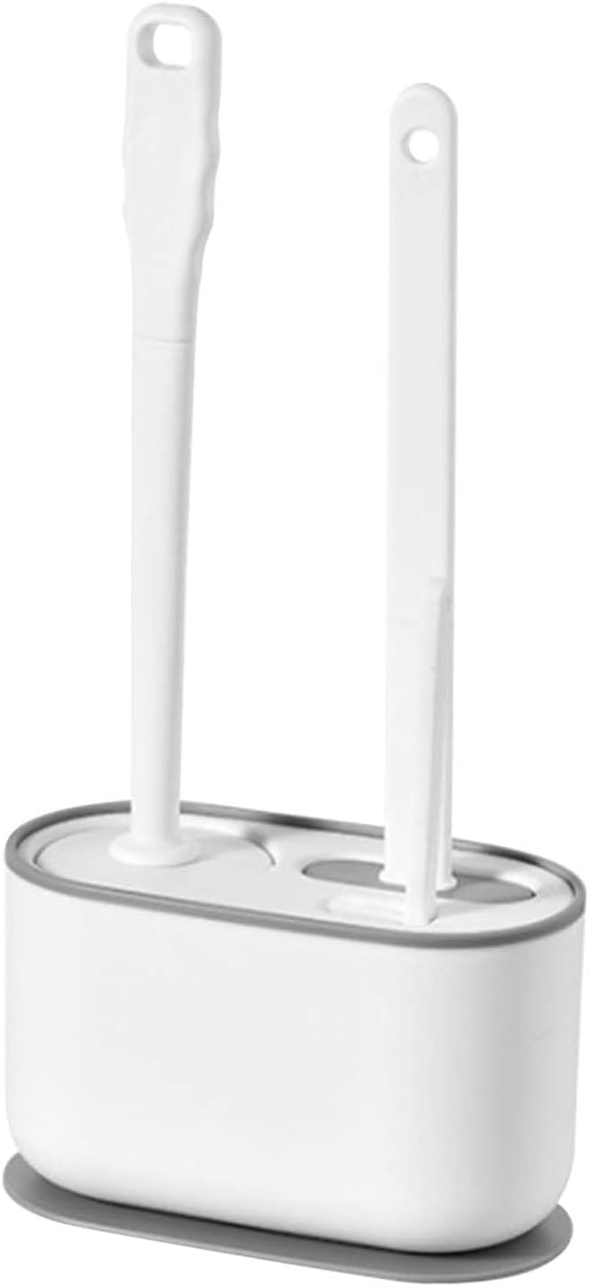 Toilet Brush Set Bathroom Accessories Toilet Bowl Cleaners Deep Cleansing Multifunctional Hanging Toilet Brush Set for Bathroom(Pearl White)
