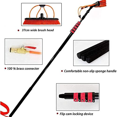 Glass Cleaning Brush Home Water Fed Telescopic Pole Kit Solar Panel Brush Rotating for Photovoltaic PanelWater Fed Pole Kit 3.6M-11M Water Fed Extendable Cleaner Conservatory Roof Cleaning
