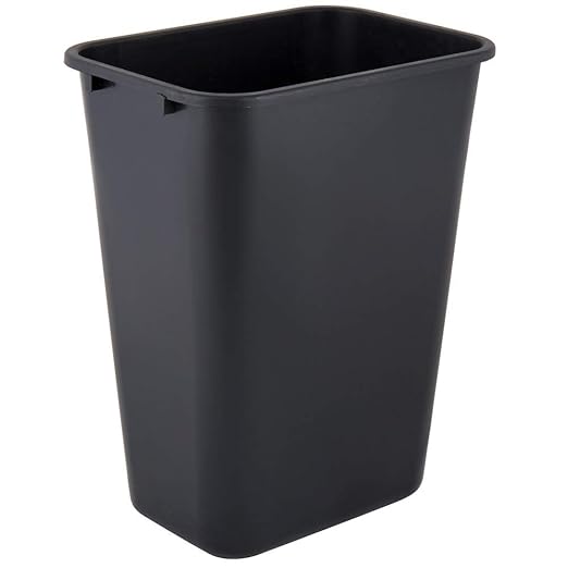 PRO&ampFamily 41 Qt. / 10 Gallon / 38 Liters Black Rectangular Wastebasket. Trash Bin Kitchen Trash Can Recycling Bins Plastic Bin Garbage Can.