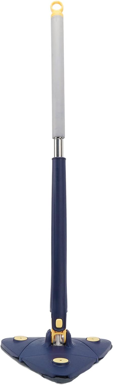 Pwshymi Adjustable Rotatable Triangular Wall Mop with Long Handle for Dead Corner for Kitchen Bathroom Bedroom Living Room Made of Stainless Steel ABS Gray 27CM Fit for Daily Household