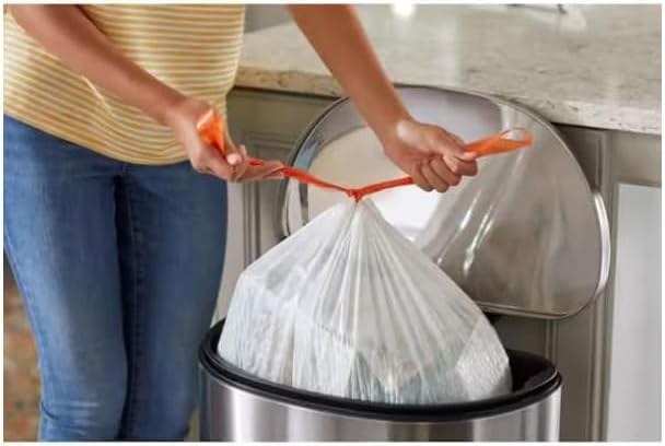 Tall Kitchen 13 Gallon Drawstring Trash Bags Fresh Scent Dura Force Tear-Resistance 200 Count White