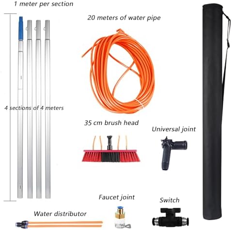 Extendable Window and Solar Panel Cleaner Telescopic Brush with Long Reach Pole for Easy Outdoor and High Surface Cleaning
