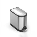 simplehuman 10 Liter / 2.6 Gallon Butterfly Lid Bathroom Step Trash Can Brushed Stainless Steel with Black Trim