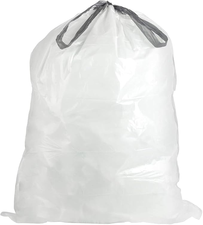 Plasticplace Trash Bags Compatible with simplehuman Code D (200 Count) White Drawstring Garbage Liners 5.3 Gallon / 20 Liter 15.75 x 28