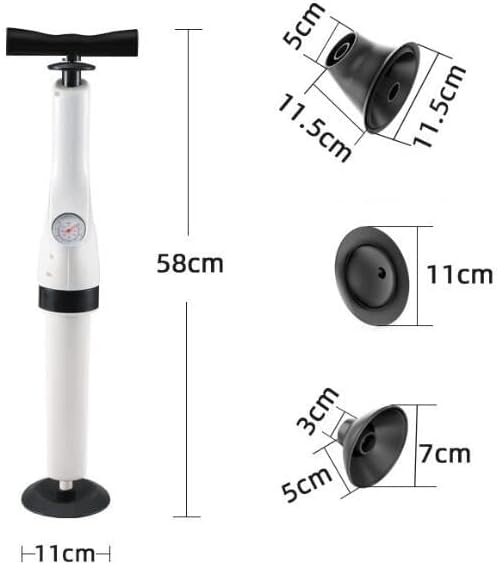 Toilet Plunger Toilet Clog Remover with Replaceable Plug Cordless Manual Toilet Clog Remover High Pressure Air Plunger with Visual Pressure Gauge Suitable for Dredging Pipes