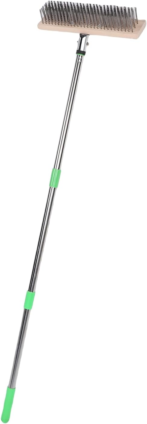 Focket Wire Scrub Brush Stainless Steel Floor Scrubber Brush with Dense Steel Hair Adjustable Handle 80-120cm Grout Cleaner with 3 Detachable Rods for Concrete Deck Patio Garage