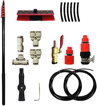 Glass Cleaning Brush Home Water Fed Telescopic Pole Kit Solar Panel Brush Rotating for Photovoltaic Panel3.6-10.8m Telescopic Water Fed Window Cleaning PoleHose Fed Extended Brush Tool Kit