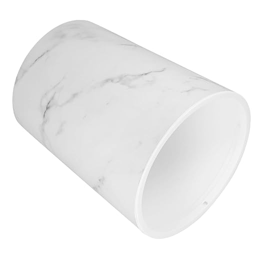Mobestech Marble Pattern Trash Can with Press Ring Large Capacity Plastic Wastebasket for Bathroom Kitchen and Office Stylish Round Garbage Bin