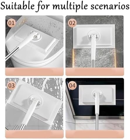 Clever Snap-Grip Mini Mop Zero Touch No Wash Lazy Mops Wet and Dry Convenient Automatic Cloth Changing Mini Mop Disposable Dust Mop with 10 Reusable Cloths 40inch Locking Handle (Purple 36in)