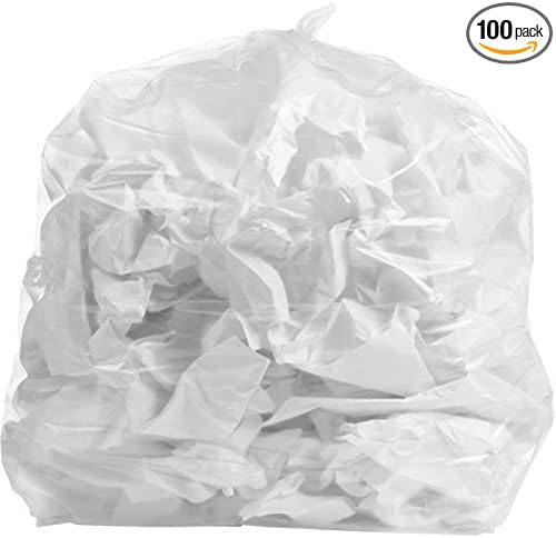 PlasticMill Heavy Duty Trash Bags - Clear Garbage Bags - Plastic Trash Bags - Tall Trash Bags Trash Can Liners - 40-45 Gallon Large Kitchen Trash Bags 1.5 Mil 40x46 (100-Count)