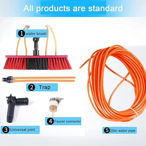 Glass Cleaning Brush Home Water Fed Telescopic Pole Kit Solar Panel Brush Rotating for Photovoltaic PanelWater Fed Pole Kit Solar Panel Cleaning Brush Adjustable Window Cleaning Pole 180°