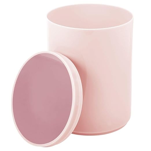 mDesign Plastic Small Slim Round 1.7 Gallon/6.5 Liter Trash Can with Removable Swing Lid - Light Pink/Rosette Pink