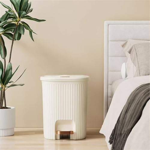 Compost bin kitchen/garbage Foot Pedal Round Trash Can Soft Close Step Garbage Can with Removable Inner Bin 12/15L Modern Trash Can with Lid for Living Room Bedroom Office Step trash can(Green15L