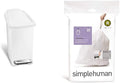 simplehuman Trash can 10 Liter White &amp Code R Custom Fit Drawstring Trash Bags 10 Liter / 2.6 Gallon White 20 Count