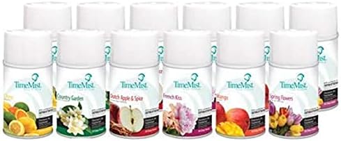 TimeMist Premium Quality Assorted Freshener Refills 1043978 (Pack of 12) Great for Restrooms Locker Rooms and more