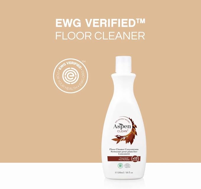 AspenClean Natural Floor Cleaner Concentrate | Makes 18 Bottles | EWG Verified | Safe for Tile Wood &amp Laminate | 18 fl oz