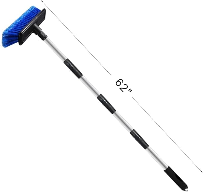 62 Car Wash Brush Mop with Long Handle 10 Soft Bristle Scrub Scratch-Free Car Cleaning Brush Supplies Broom Kit for RV Boat Truck SUV House Siding Snow Floors Extension Aluminum Alloy