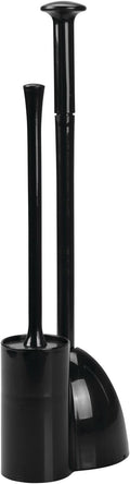 mDesign Hidden Plunger and Brush Set for Toilet Bowl - Combo with Holder Caddy - Aura Collection - Black