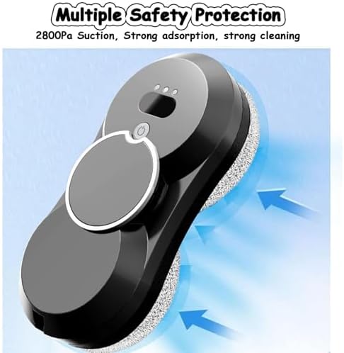 Smart Window Cleaner Robot 5600Pa Strong Suction Remote Control Automated Glass Cleaning for Tiles &amp Glass Doors (Black)