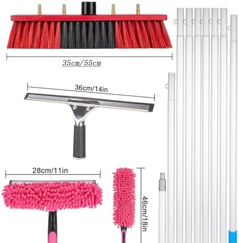 Glass Cleaning Brush Home Water Fed Telescopic Pole Kit Solar Panel Brush Rotating for Photovoltaic PanelTelescopic Window Cleaner - Extendable Water Fed Brush Kit with Pole 9-10m and35cm B