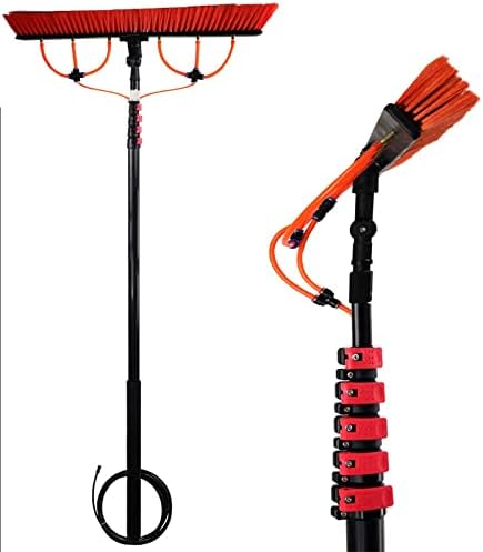 Glass Cleaning Brush Home Water Fed Telescopic Pole Kit Solar Panel Brush Rotating for Photovoltaic PanelWater Fed Pole Kit Telescopic Window Cleaner Water Wash Brush Kit(5.4M-10.8M) Wind