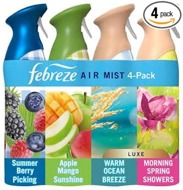 Air Mist Spray 4-Pack Summer Berry Apple Mango Ocean Breeze Morning Spring Scents Air Freshener