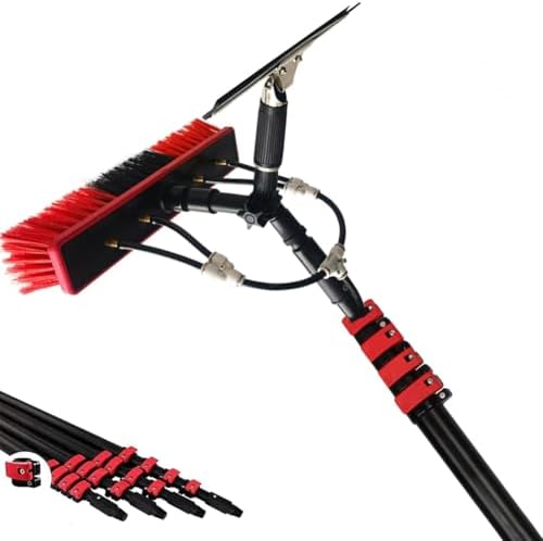 Glass Cleaning Brush Home Water Fed Telescopic Pole Kit Solar Panel Brush Rotating for Photovoltaic PanelTelescopic Window Cleaning Brush with 10.8M Extension Rod – Ideal for Solar Panel &amp