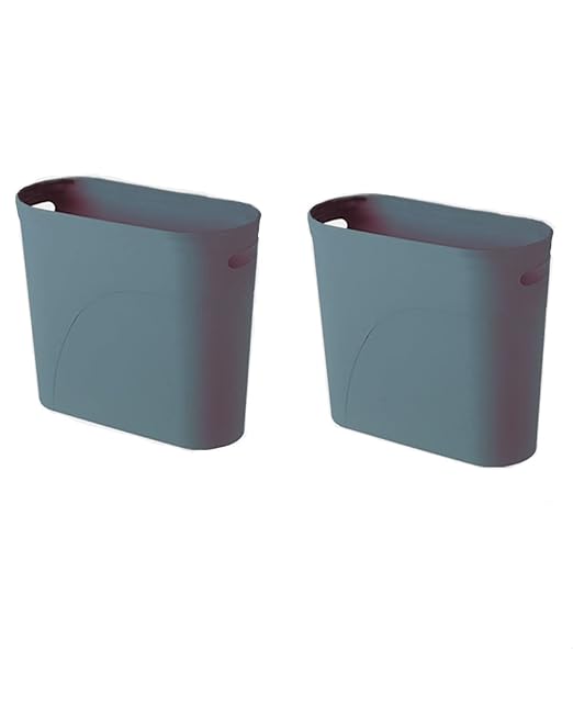 Bathroom Small Trash Can 3 Gallon Slim Plastic Set of 2 Blue