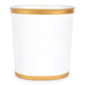 Jaye's Studio Mattie Decorative White and Gold Bathroom Trash Can Metal Waste Basket Modern Luxury Trash Bin for Bedroom Dorm Room Office Garbage Can Oval Decorative Trash Bins (12 x 10 x 8)