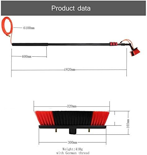 Window Cleaning Pole Water Fed Telescopic Brush Extendable Cleaner Conservatory RoofRed