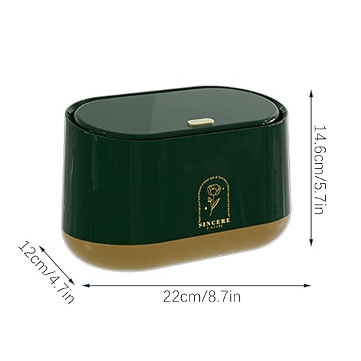 Simple Desktop Trash can with lid Plastic Wastebasket Rectangular Mini Garbage bin Press Type with Garbage Bag Bedroom Office Practical