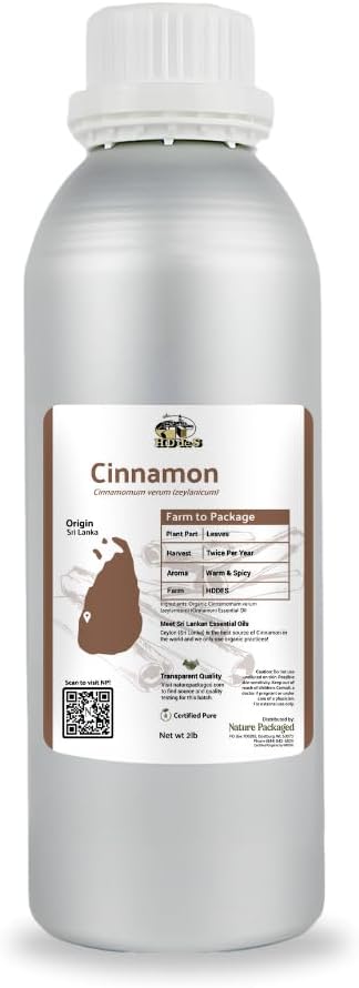 Cinnamon Essential Oil - Direct from Sri Lankan Essential Oils - 100% Pure - Natural Aceite de Canela for Aromatherapy &amp Wellness - Premium Grade (2lbs)
