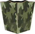 Marye-Kelley-Green Camouflage Wastepaper Basket Decoupage Wood Decorative Wastebasket for Kitchen Bathroom Bedroom Living Room Handmade Made in The USA