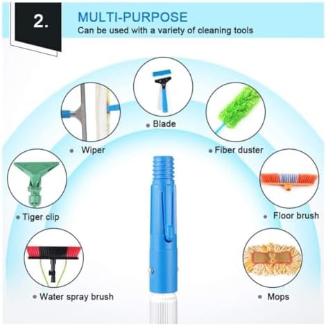 Telescopic Water Fed Upstairs Cleaning Brush with 180° Rotatable Head Ideal for Outdoor Window Glass Solar Panel Cleaning 5M Reach